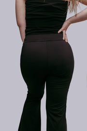 MK367 Leopard Flare Pants: Black / L
