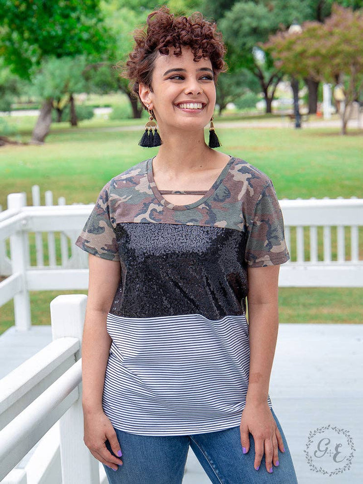 Camo & Black Sequin