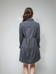 MK547 Sequins Bow Puff Sleeve Long Sleeve Dress: Black / 1XL