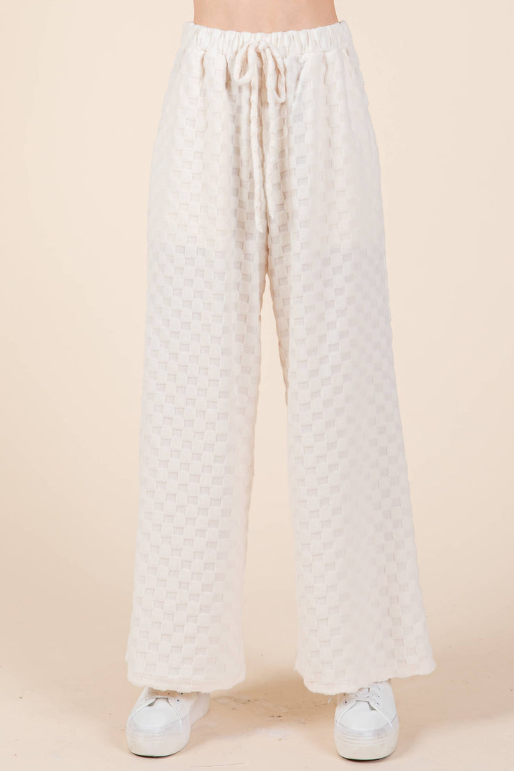 TL1772 CHECKER V-NECK TUNIC : Taupe / Solid / L