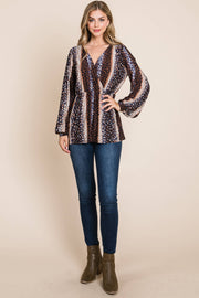 TL1786 LONG SLEEVE WRAP TUNIC: M