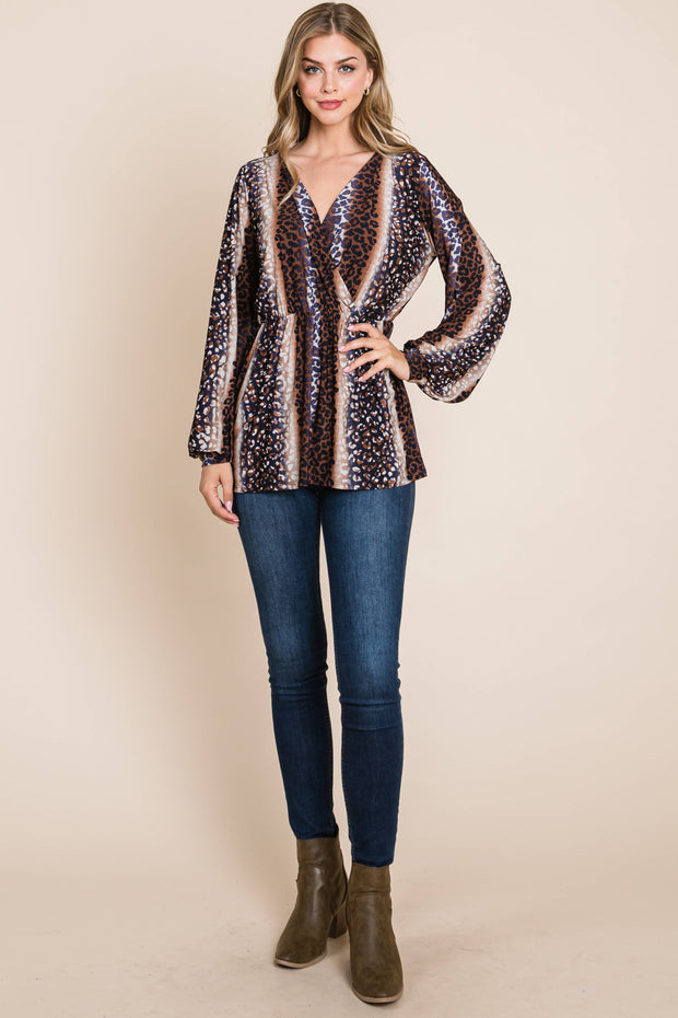 TL1786 LONG SLEEVE WRAP TUNIC: M