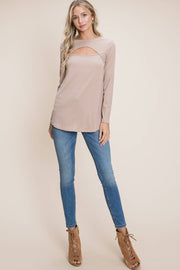 TL1570 Ribbed Keyhole Top : Beige / M