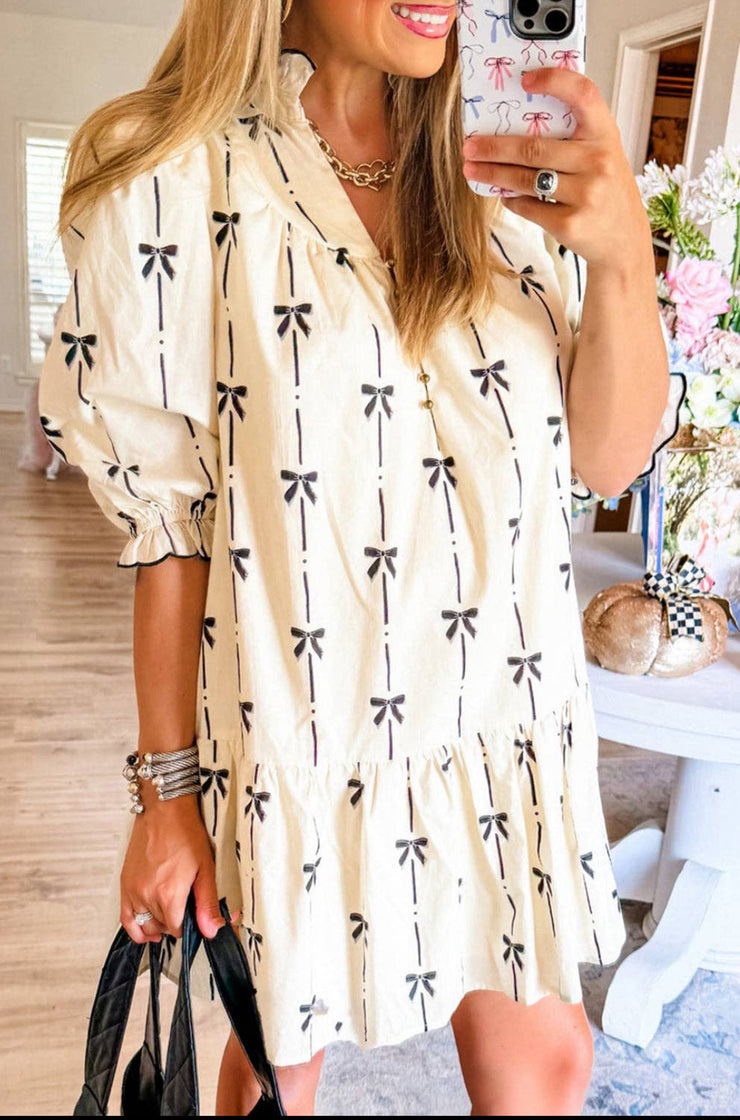 Beige Bow Knot Dress