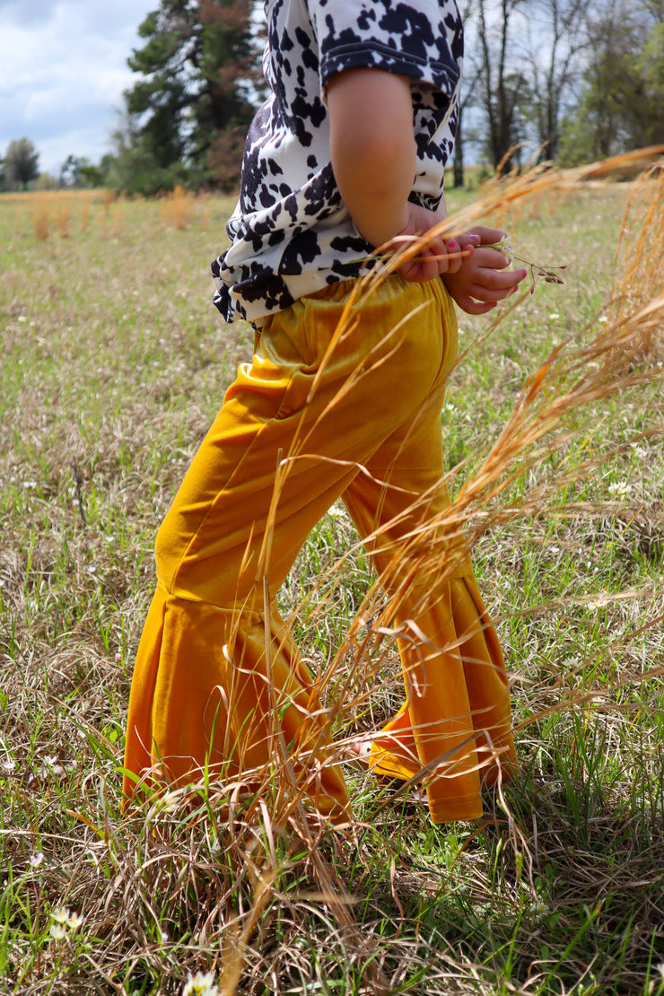 MK0146 Dani Velvet Kids Bell Bottom Pants - 4 Colors: 7-8T / Jade