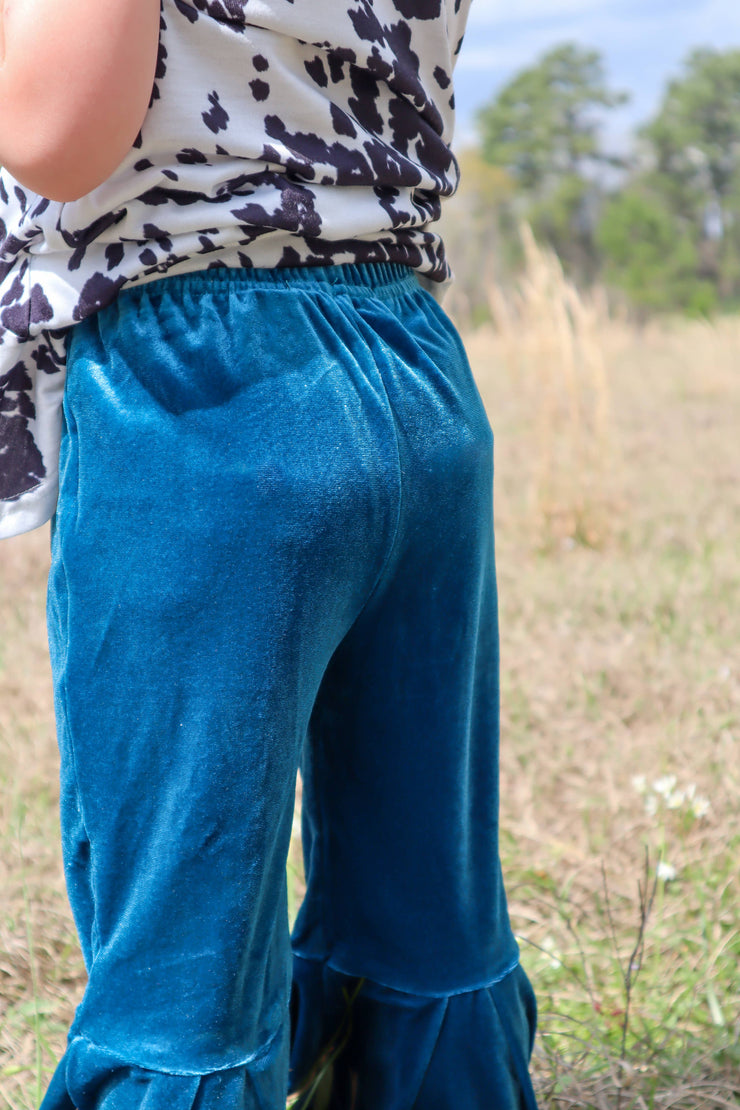 MK0146 Dani Velvet Kids Bell Bottom Pants - 4 Colors: 7-8T / Red