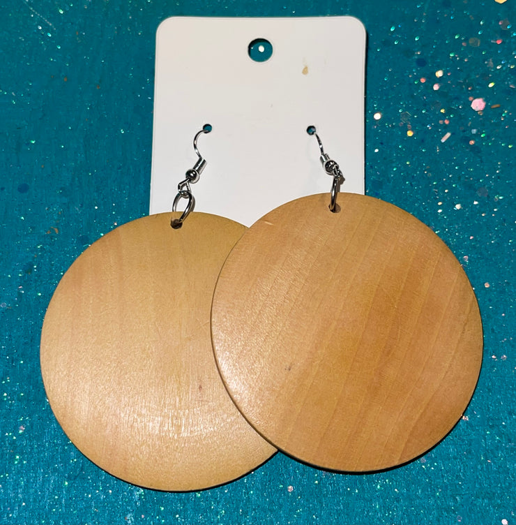 Sandy Wooden Earrings W/ Monogram