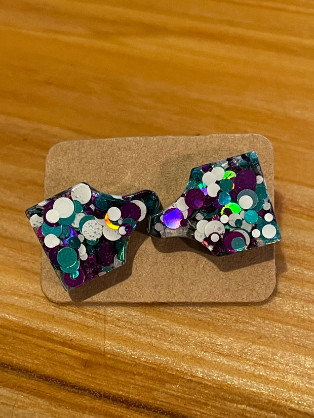 Glitter Cow Tag Studs