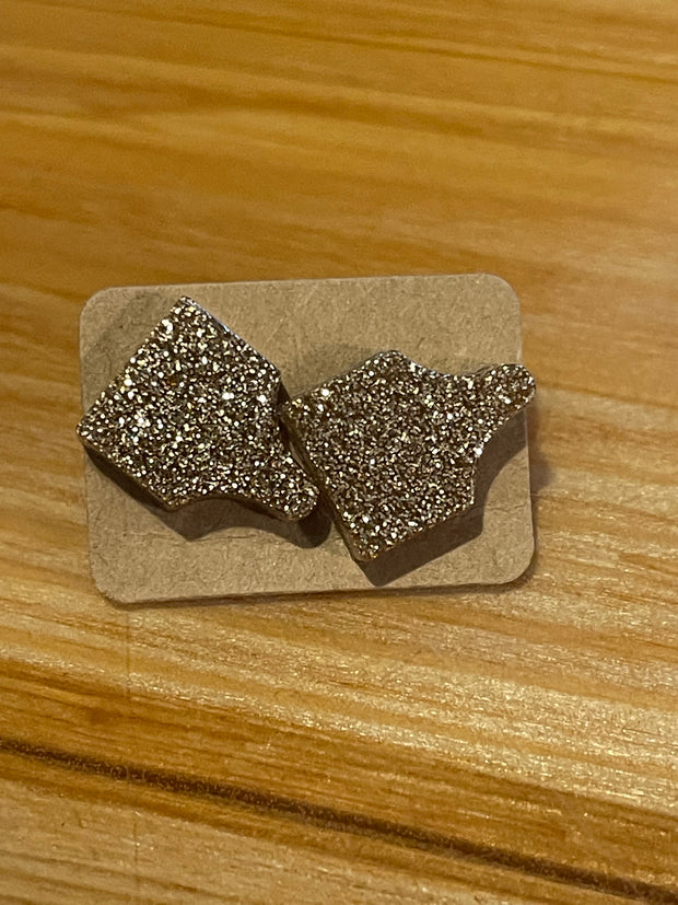 Glitter Cow Tag Studs