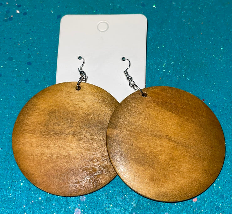 Brownie Wooden Earrings w/ Monogram
