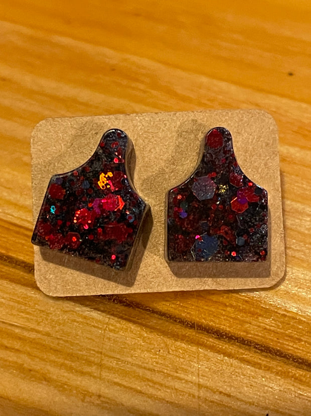 Glitter Cow Tag Studs