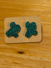 Glitter Catcus Studs